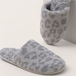 Barefoot Dreams Slippers In The Wild Animal Print Grey Slip-On Mule Slide Cozy S